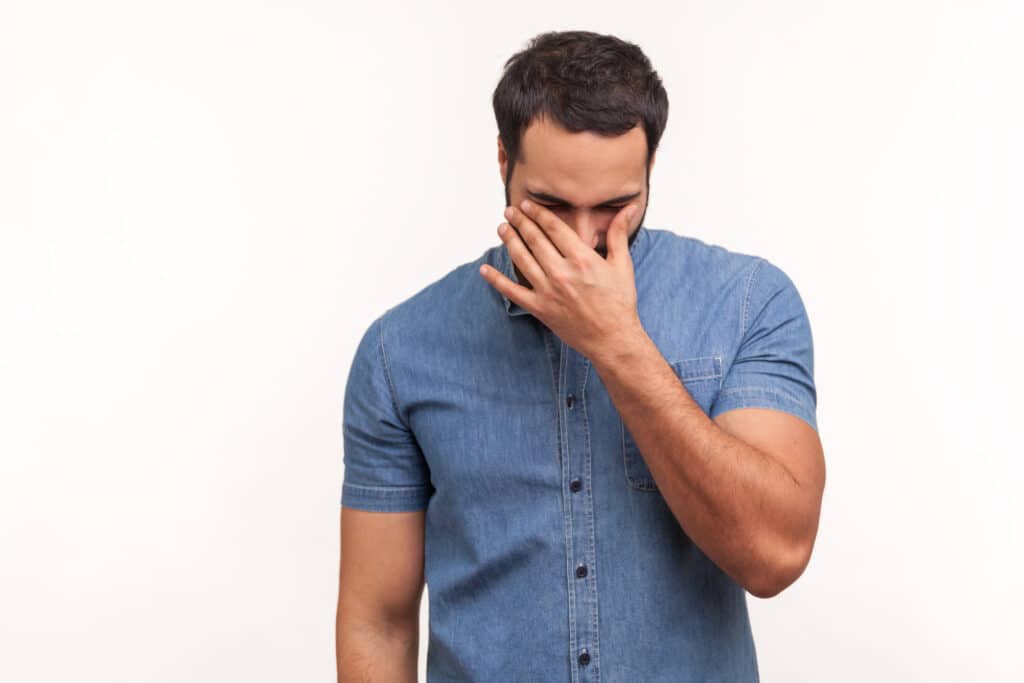 Man is stressed due to his sexual health concerns.